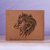 Men's Lion Tatoo Style Natural Genuine Leather Blocking Bifold Wallet MHLT_01_BRN