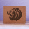 Men's Lion Tatoo Style Natural Genuine Leather Blocking Bifold Wallet MHLT_01_BRN