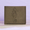 Men's Seahorse Abstract Natural Genuine Leather Blocking Bifold Wallet MHLT_01_GRN