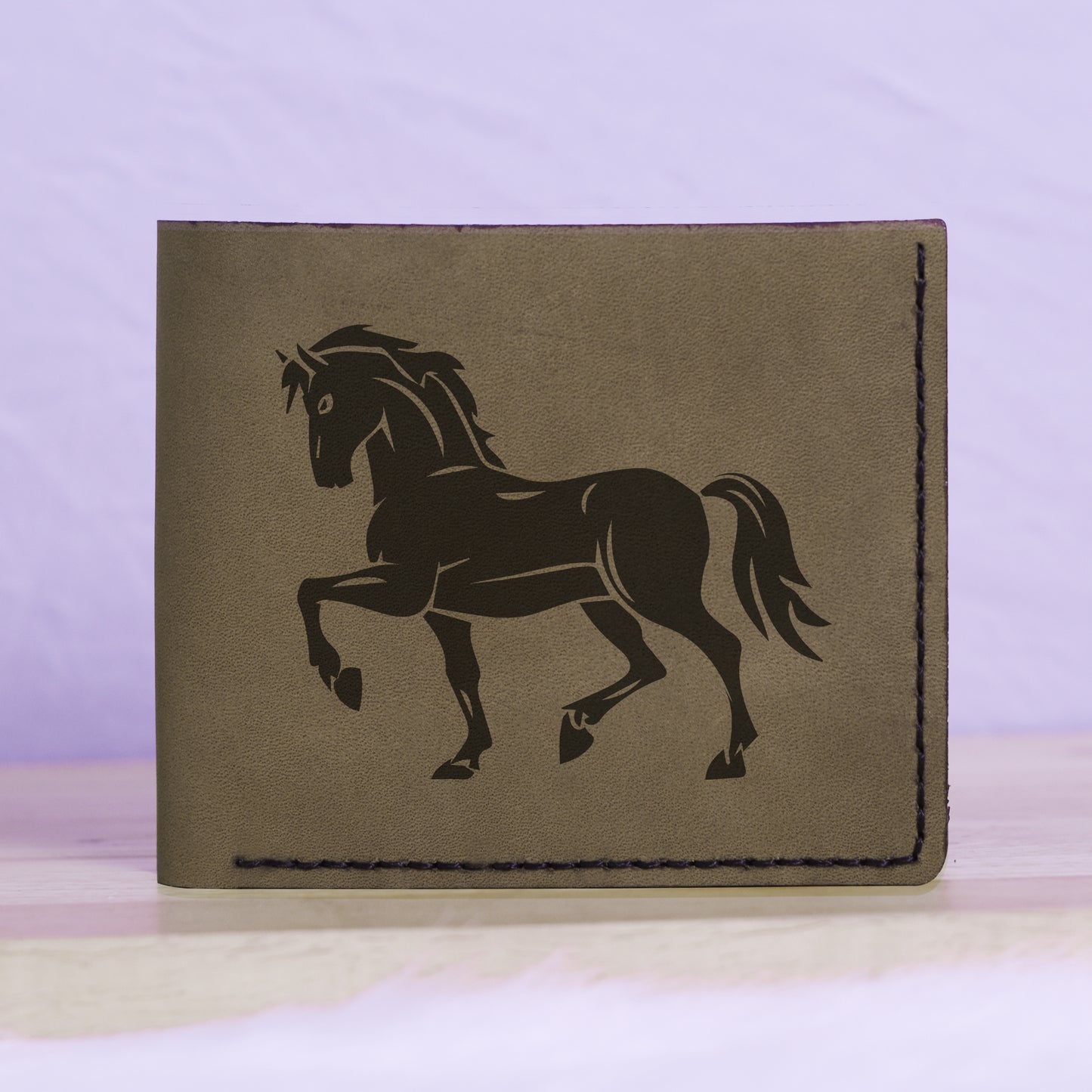 Men's Tribal Horse 2 Handmade Genuine Leather Blocking Bifold Wallet MHLT_01_GRN