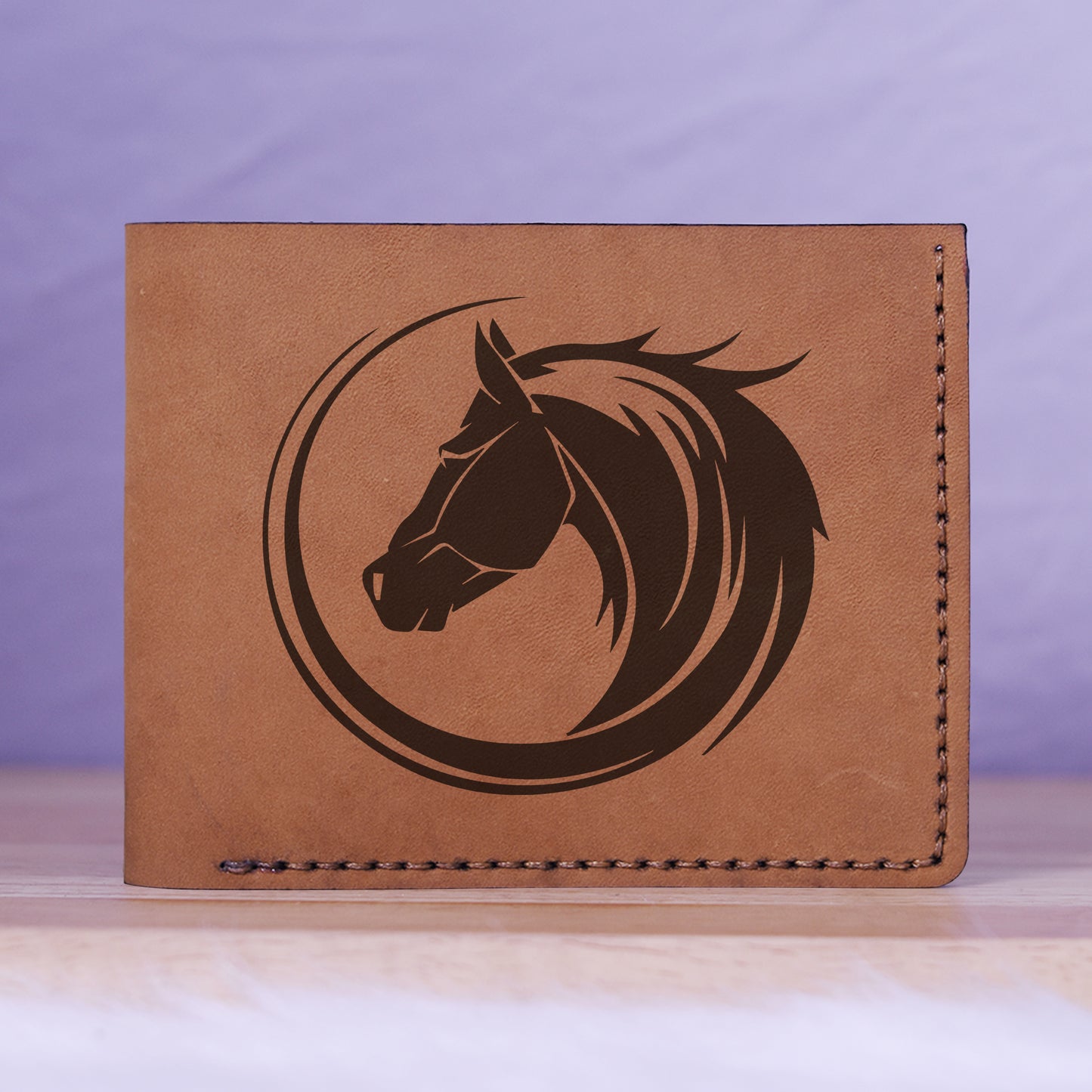 Men's Tribal Horse 2 Handmade Genuine Leather Blocking Bifold Wallet MHLT_01_BRN