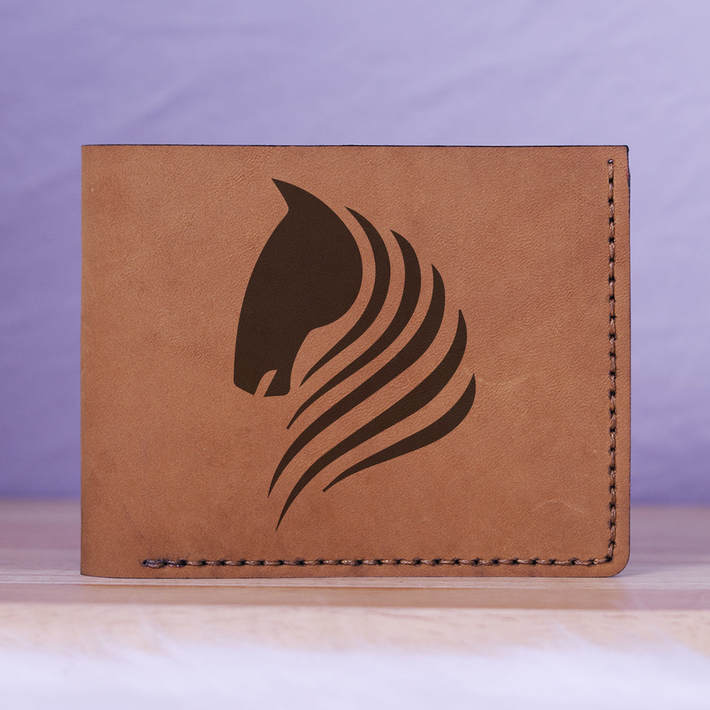 Men's Tribal Horse 2 Handmade Genuine Leather Blocking Bifold Wallet MHLT_01_BRN