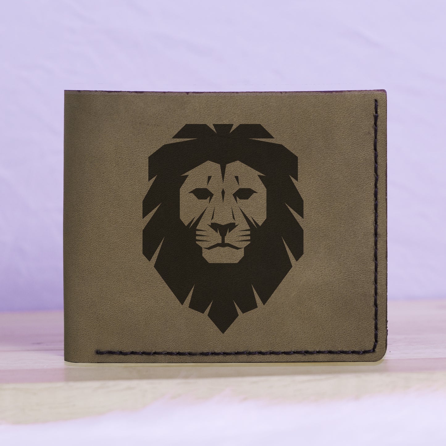 Men's Lion Tatoo Style Natural Genuine Leather Blocking Bifold Wallet MHLT_01_GRN
