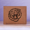 Men's Wolf Abstract Natural Genuine Leather Blocking Bifold Wallet MHLT_01_BRN