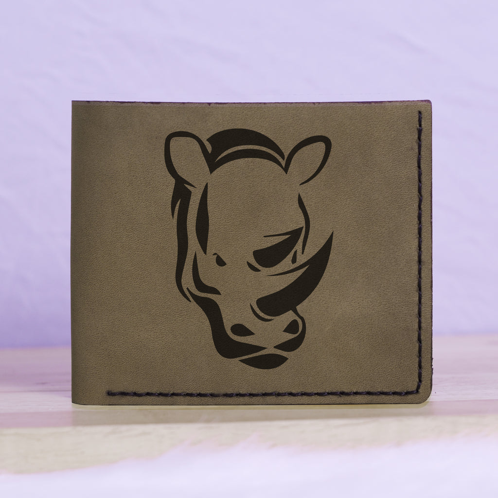 Men's Sharp Abstract Handmade Genuine Leather Blocking Bifold Wallet MHLT_01_GRN