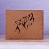 Men's Wolf Abstract Natural Genuine Leather Blocking Bifold Wallet MHLT_01_BRN