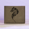 Men's Wolf Abstract Natural Genuine Leather Blocking Bifold Wallet MHLT_01_GRN