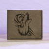 Men's Wolf Abstract Natural Genuine Leather Blocking Bifold Wallet MHLT_01_GRN