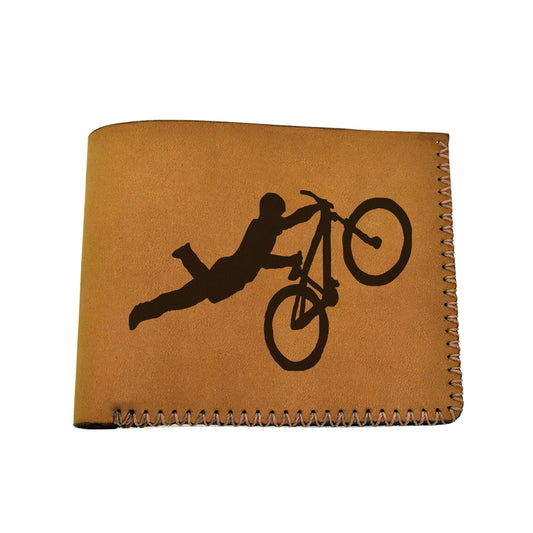 Men's Bmx And Mtb Rider Natural Genuine Leather Blocking Bifold Wallet MHLT_02_BRN