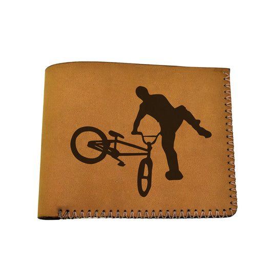 Men's Bmx And Mtb Rider Natural Genuine Leather Blocking Bifold Wallet MHLT_02_BRN