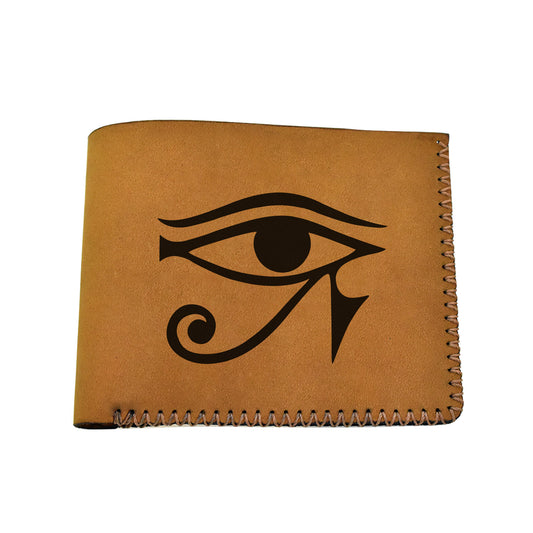 Men's The Eye Of Ra & Horus Genuine Leather Blocking Bifold Wallet MHLT_02_BRN