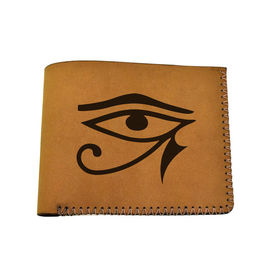 Men's The Eye Of Ra & Horus Genuine Leather Blocking Bifold Wallet MHLT_02_BRN