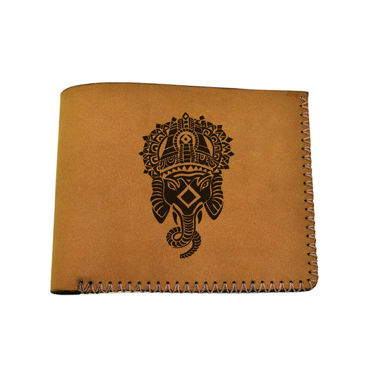 Men's Seal & Indian Elephant Genuine Leather Blocking Bifold Wallet MHLT_02_BRN