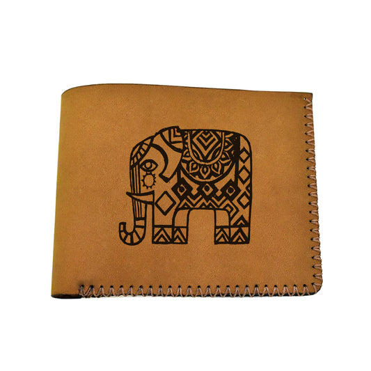 Men's Seal & Indian Elephant Genuine Leather Blocking Bifold Wallet MHLT_02_BRN