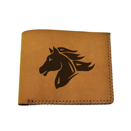 Men's Tribal Horse 1 Handmade Genuine Leather Blocking Bifold Wallet MHLT_02_BRN