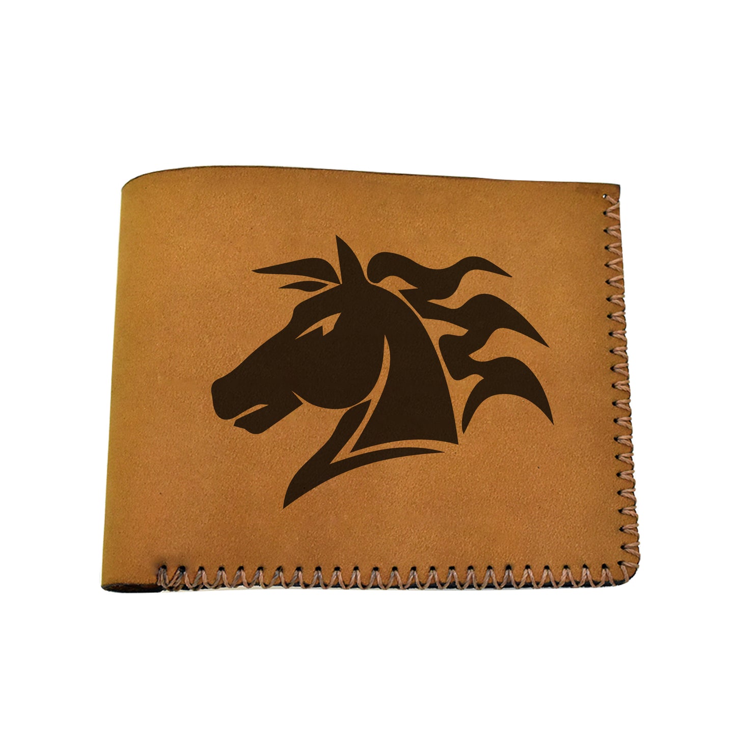 Men's Tribal Horse 1 Handmade Genuine Leather Blocking Bifold Wallet MHLT_02_BRN