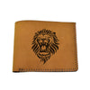 Men's Lion Tatoo Style Natural Genuine Leather Blocking Bifold Wallet MHLT_02_BRN