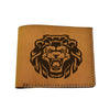 Men's Lion Tatoo Style Natural Genuine Leather Blocking Bifold Wallet MHLT_02_BRN