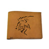 Men's Lion Tatoo Style Natural Genuine Leather Blocking Bifold Wallet MHLT_02_BRN