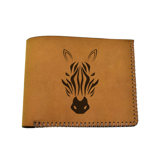 Men's Tribal Horse 2 Handmade Genuine Leather Blocking Bifold Wallet MHLT_02_BRN