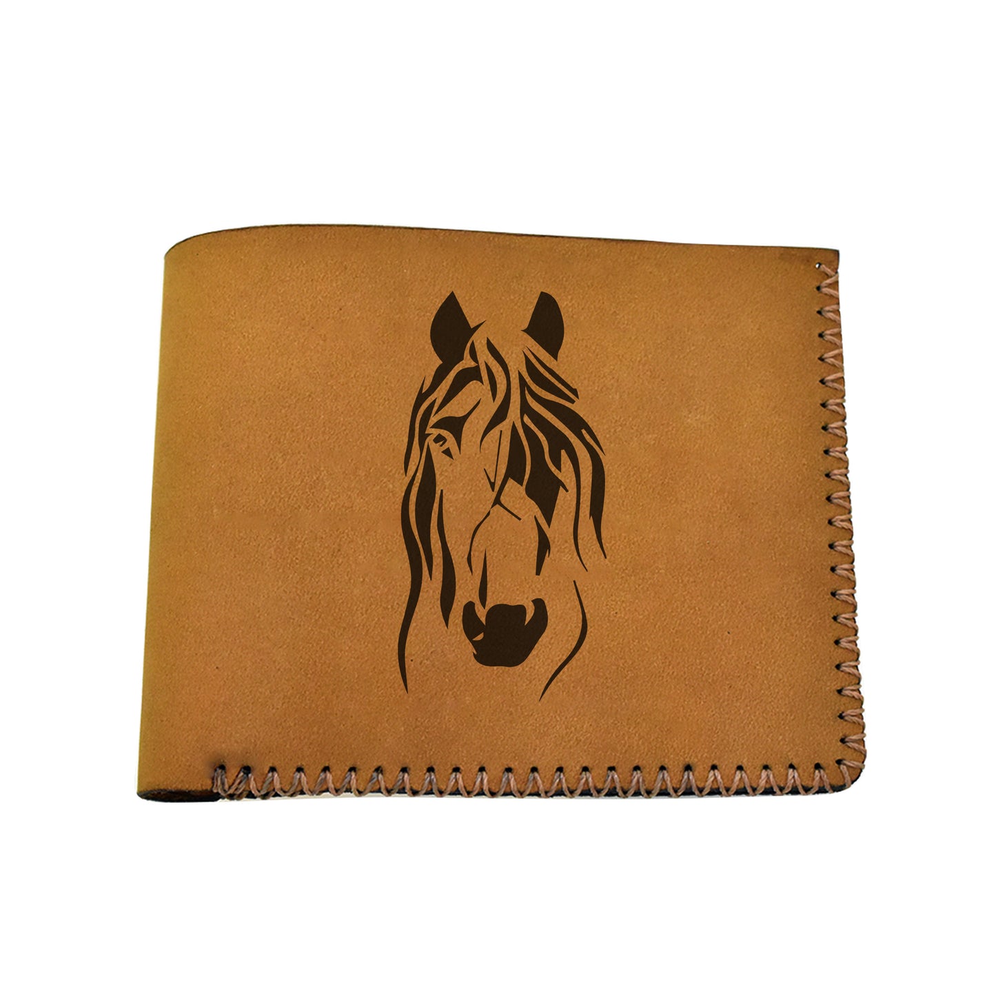 Men's Tribal Horse 2 Handmade Genuine Leather Blocking Bifold Wallet MHLT_02_BRN