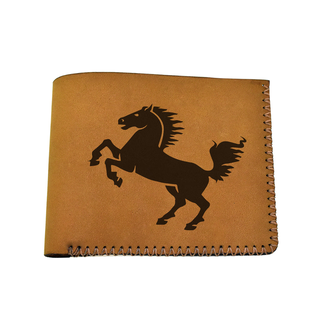 Men's Tribal Horse 2 Handmade Genuine Leather Blocking Bifold Wallet MHLT_02_BRN