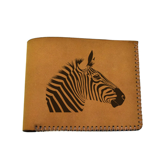 Men's Tribal Horse 2 Handmade Genuine Leather Blocking Bifold Wallet MHLT_02_BRN