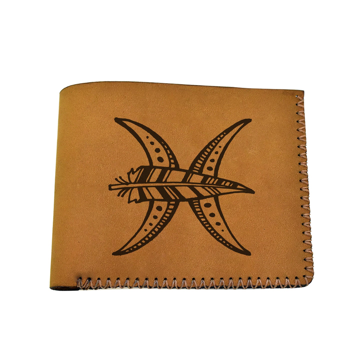 Men's Astrology Horoscope 3 Genuine Leather Blocking Bifold Wallet MHLT_02_BRN