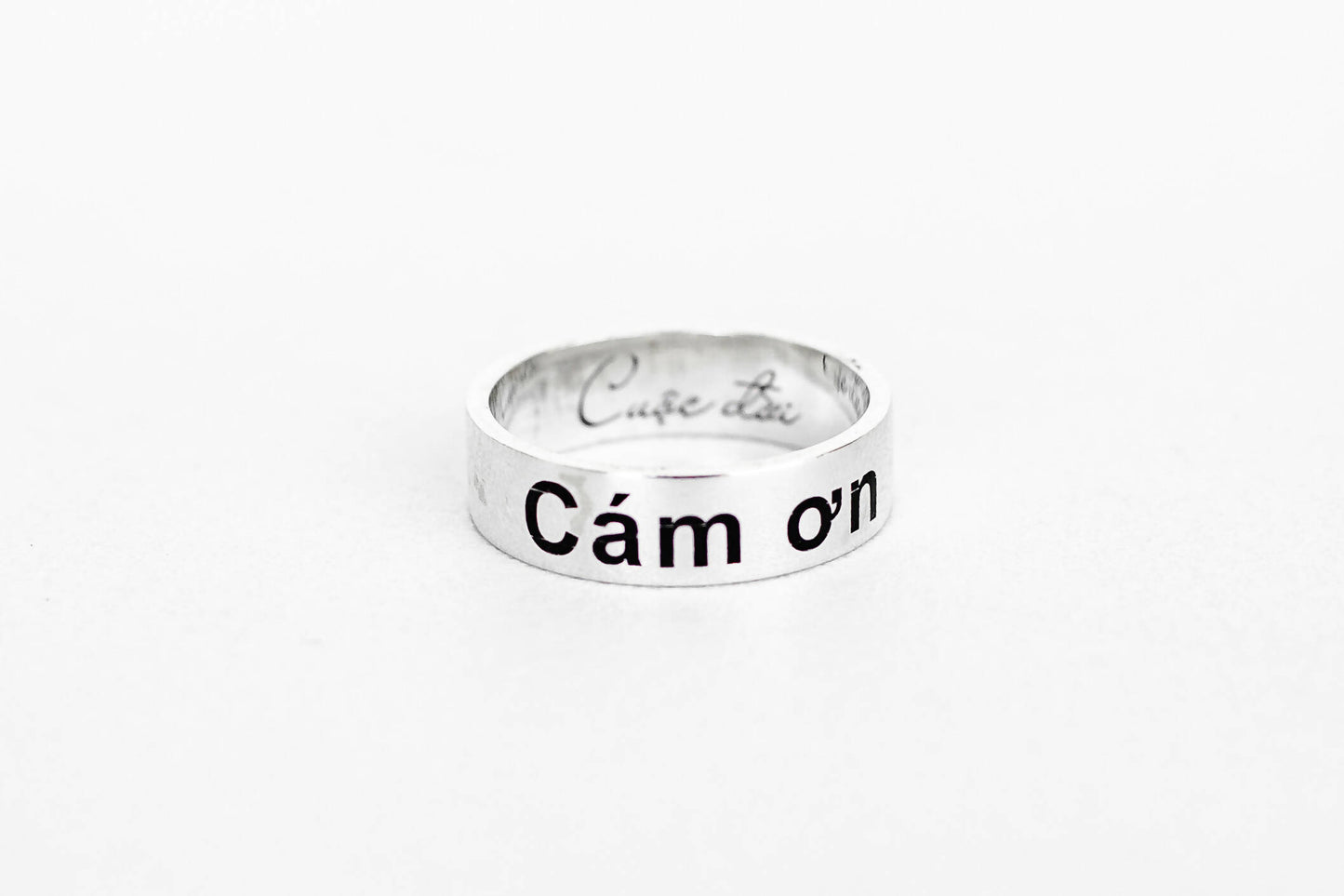 Engraved silver ring "Thank you for life" in Vietnamese , Minimalism ring, Unique designer ring, Handmade silver ring, Sterling silver ring