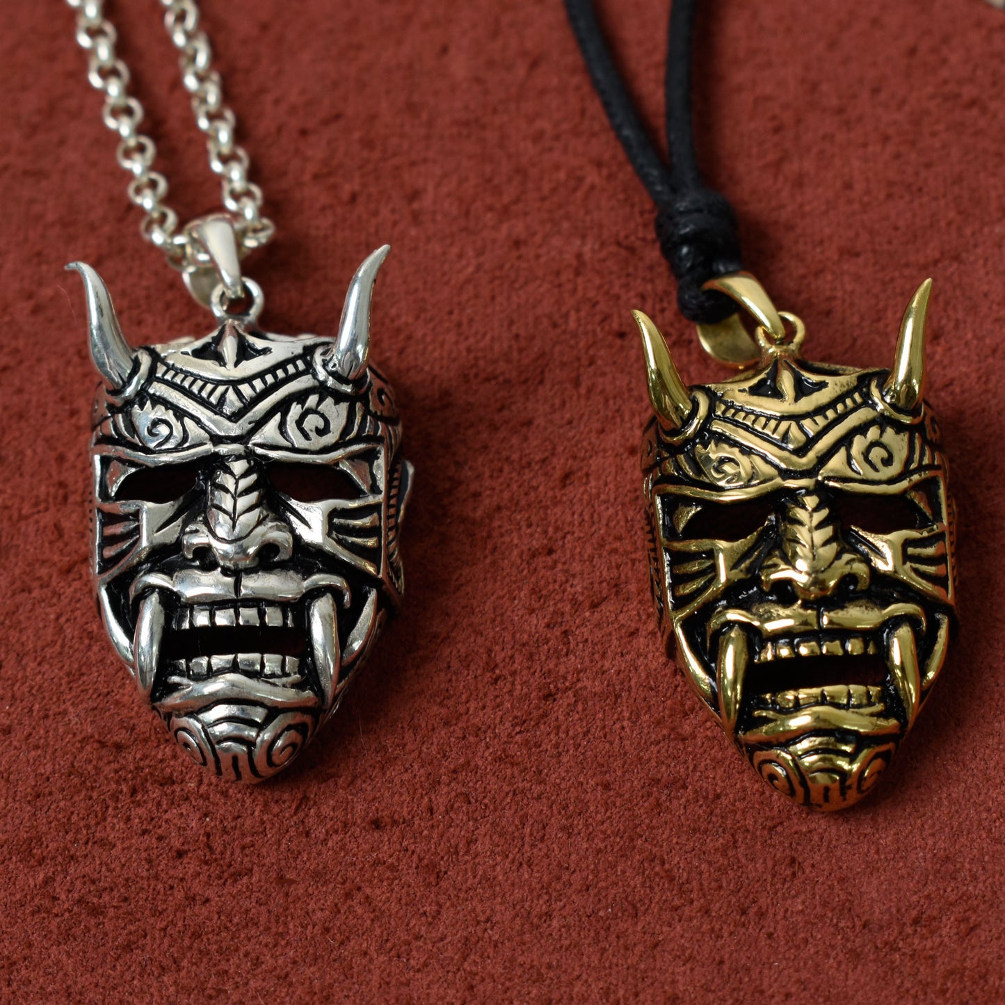 925 Sterling Silver Brass Devil Worshiper Satan Mask Pendant Necklace Jewelry