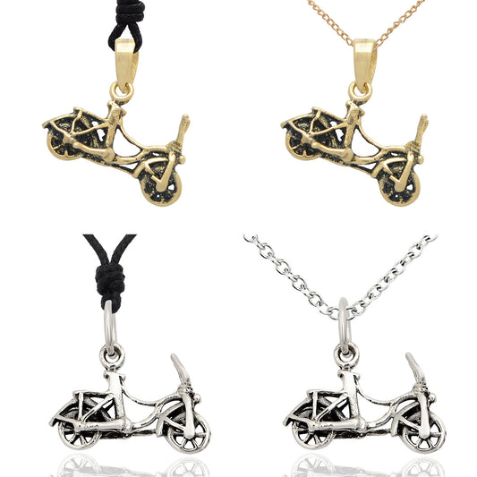 Bicycle Bike 92.5 Sterling Silver Gold Brass Charm Necklace Pendant Jewelry