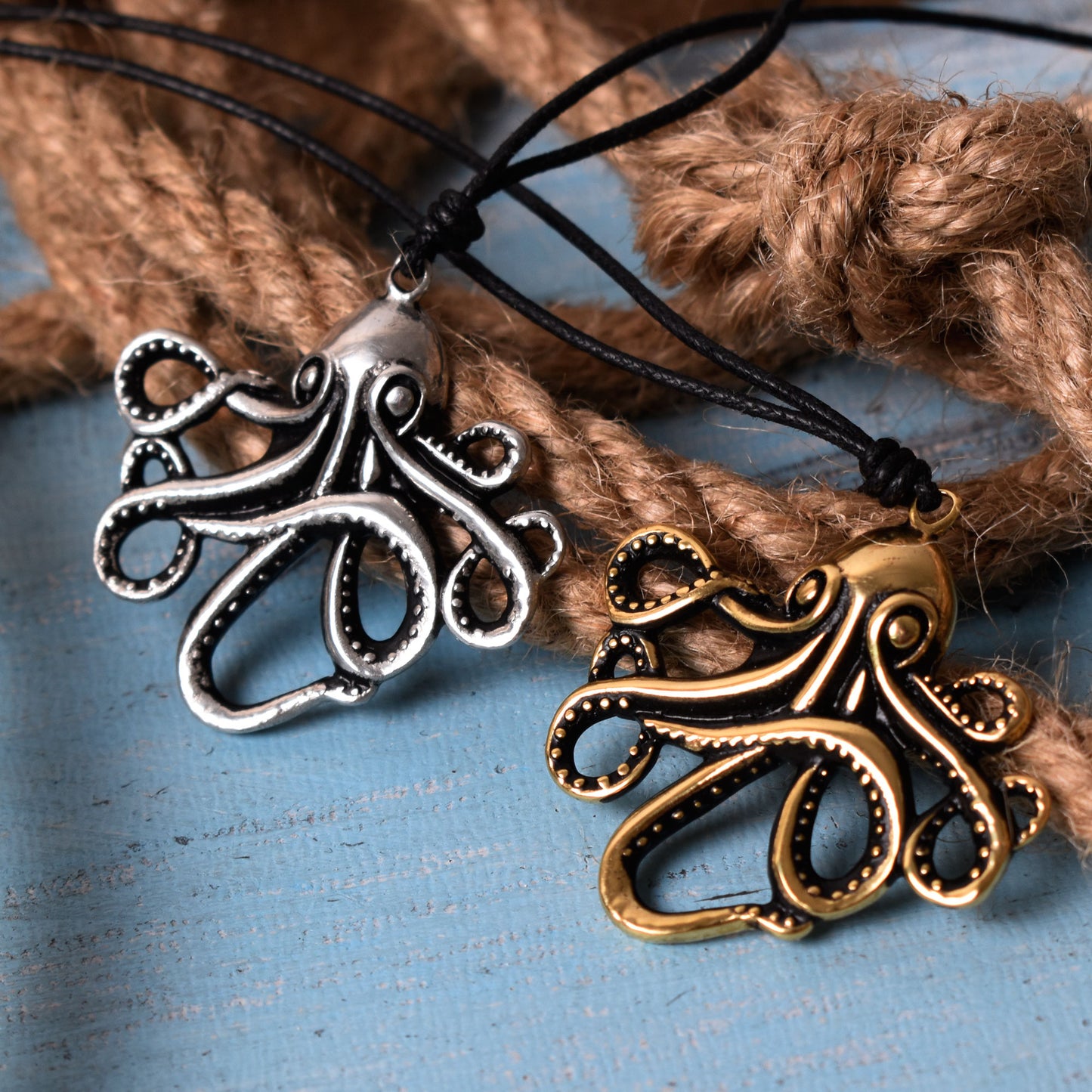 Octopus Handmade Silver Pewter Gold Brass Necklace Pendant Jewelry