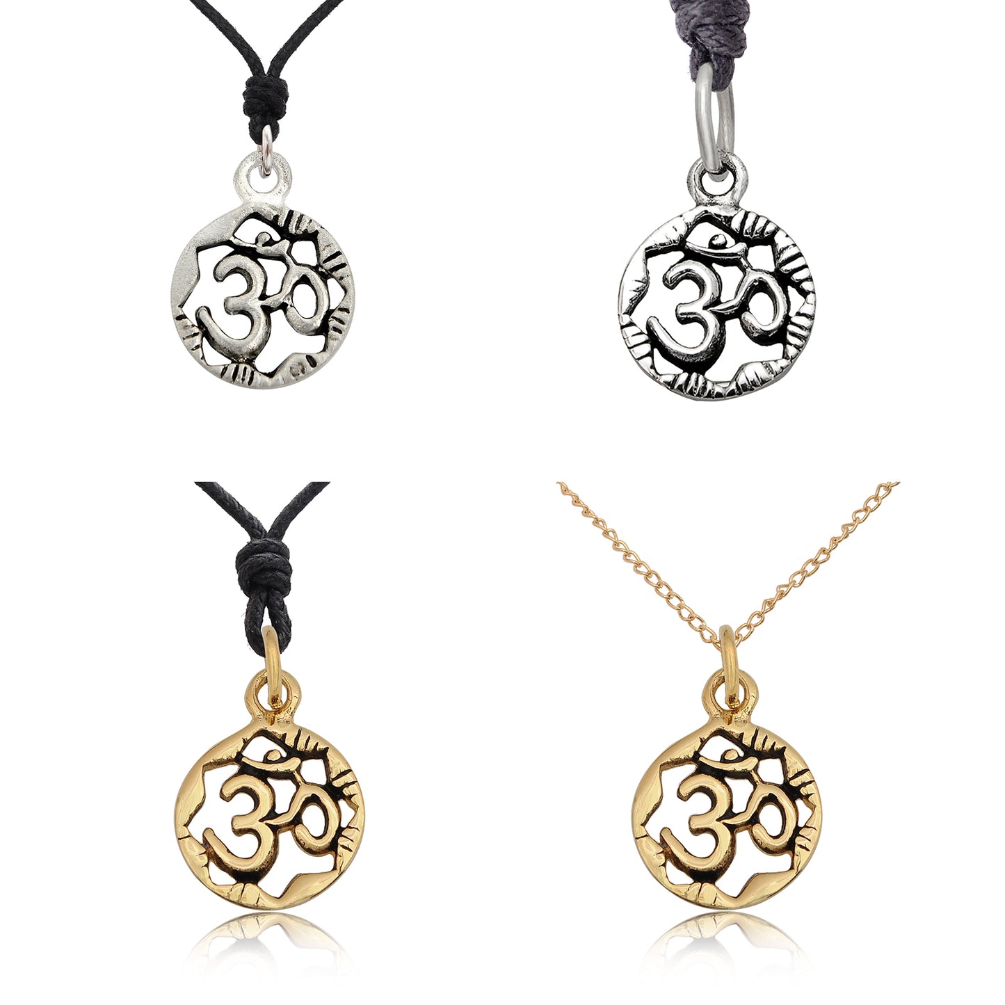 Beautiful Hindu Ohm Silver Pewter Gold Brass Charm Necklace Pendant Jewelry