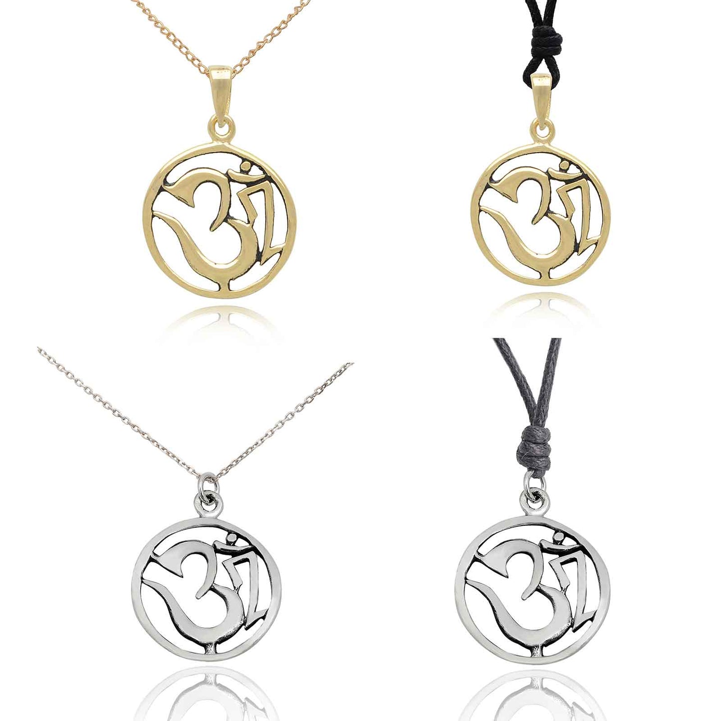 Hindu Aum Ohm Om 92.5 Sterling Silver Pewter Brass Charm Necklace Pendant Jewelry