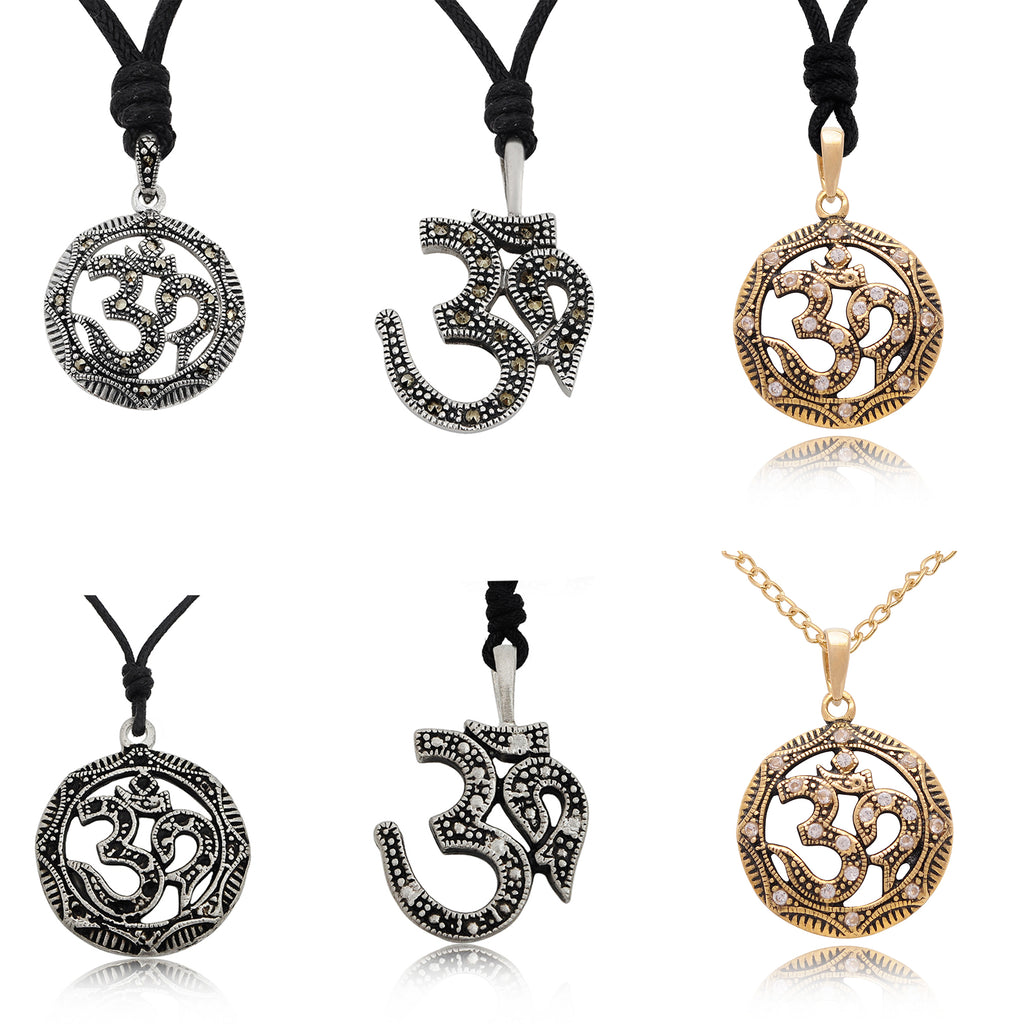 Ohm Aum Om Handcrafted Silver Pewter Brass Charm Necklace Pendant Jewelry