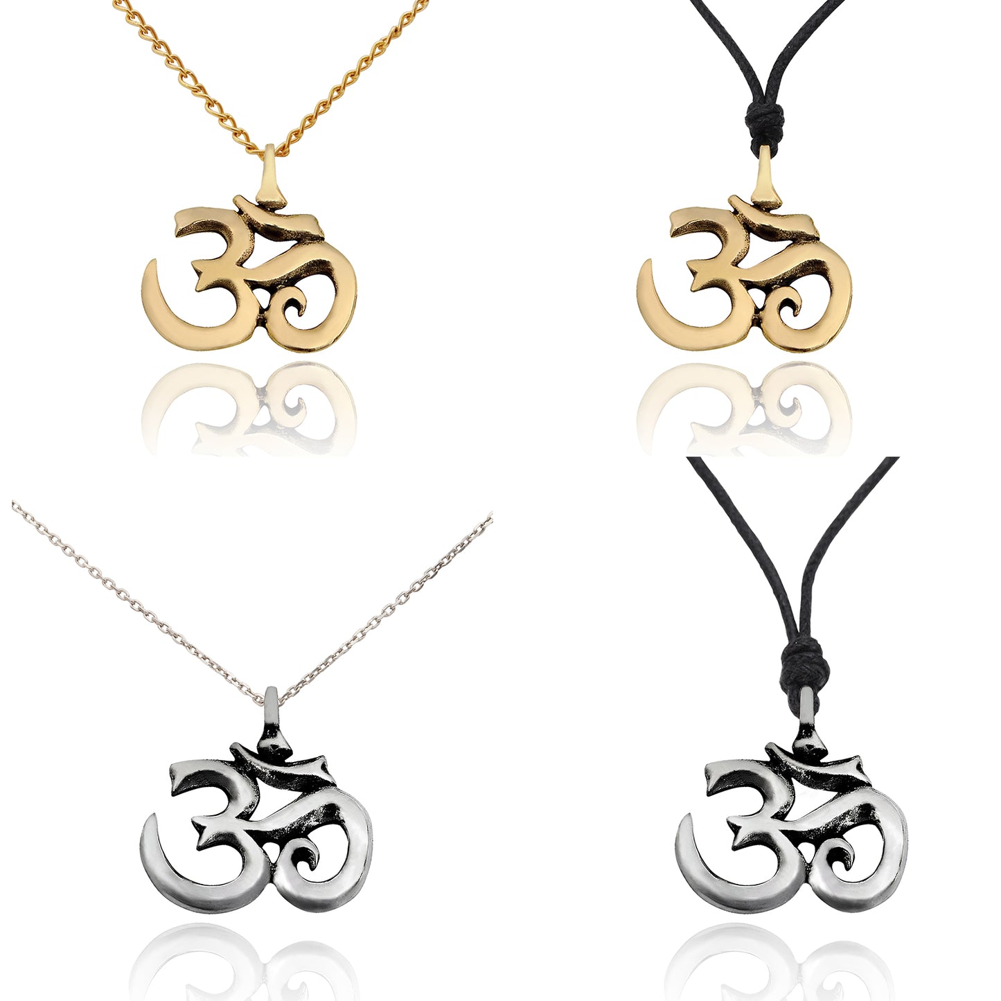 Hindu Om Ohm Yoga Silver Pewter Gold Brass Charm Necklace Pendant Jewelry