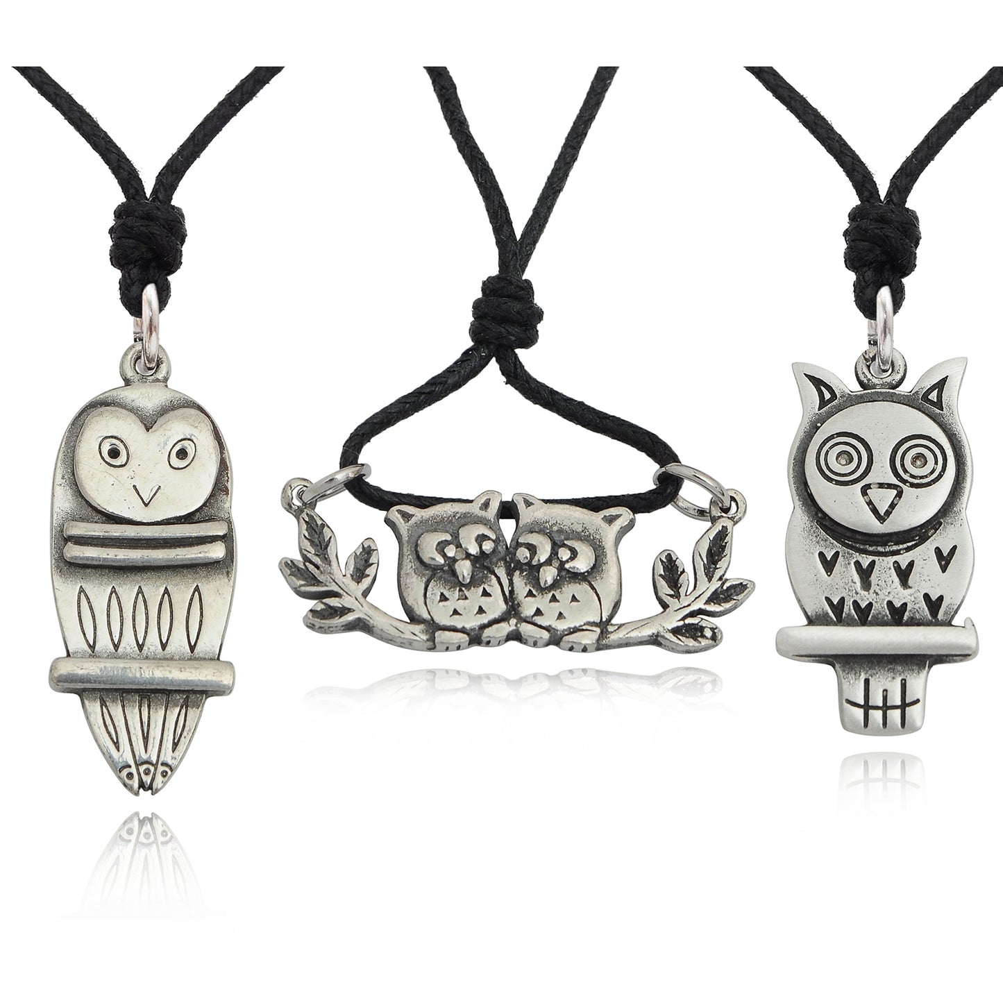 Owls Silver Pewter Gold Brass Charm Necklace Pendant Jewelry