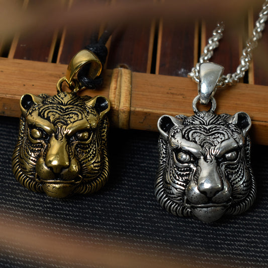 Panther Head Sterling Silver Gold Brass Necklace Pendant Jewelry