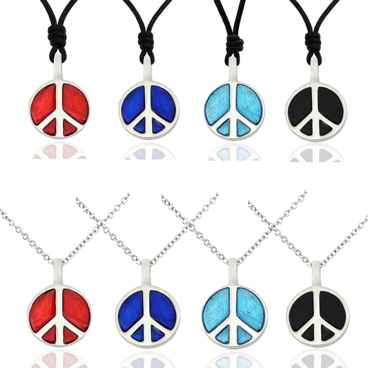Trendy Peace Sign Silver Pewter Charm Necklace Pendant Jewelry