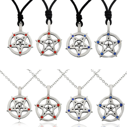 Cute Pentagram 5 Pointed Star Silver Pewter Charm Necklace Pendant Jewelry
