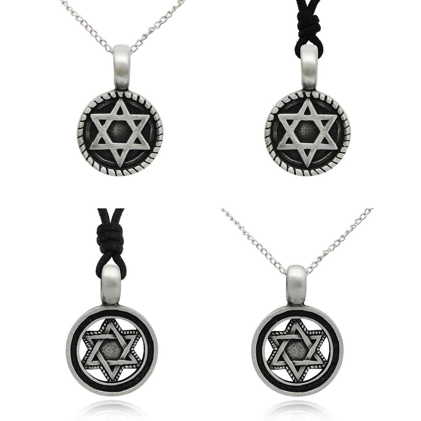 Hexagram Silver Pewter Brass Charm Necklace Pendant Jewelry