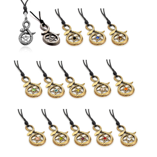 Pentagram Snake 92.5 Sterling Silver Pewter Brass Necklace Pendant Jewelry