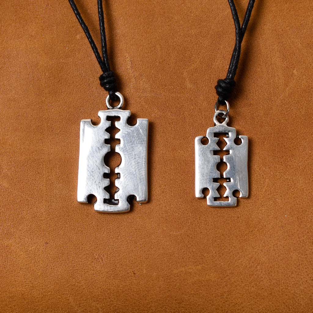 Razor Steam Punk Emo Gothic Sterling Silver Brass Pewter Necklace Pendant Jewelry