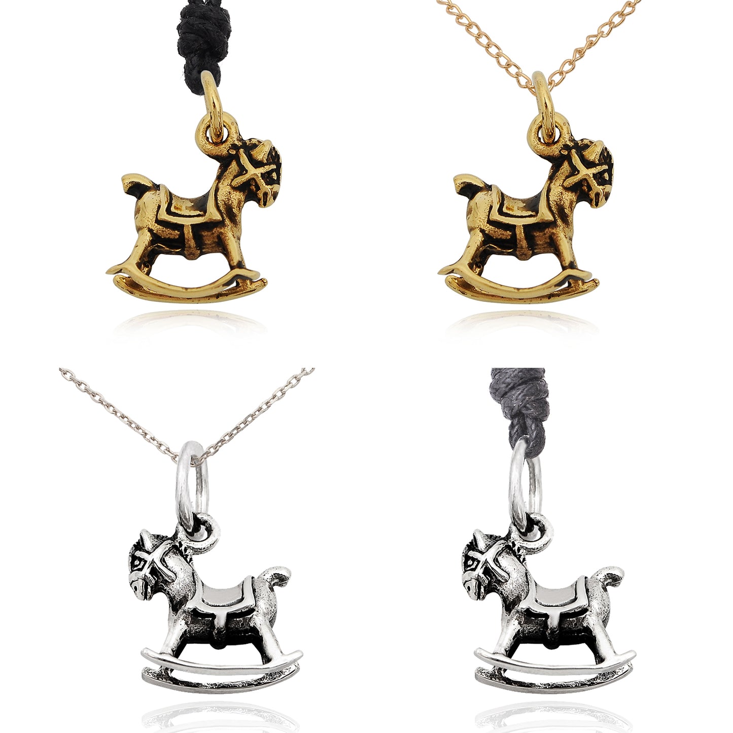 New Rocking Horse Toy Charm 92.5 Sterling Silver Brass Necklace Pendant Jewelry