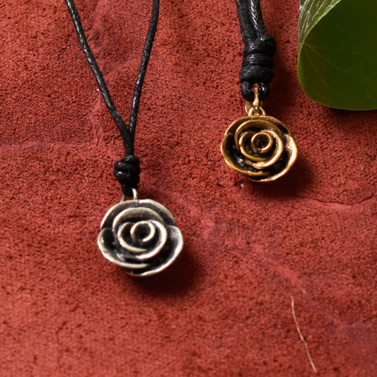 Beautiful Rose Silver Pewter Gold Brass Necklace Pendant Jewelry