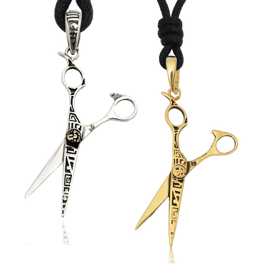 Scissorss Barber Salon 92.5 Sterling Silver Brass Charm Necklace Pendant Jewelry