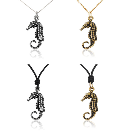 Sea Horse Handmade 92.5 Sterling Silver Pewter Brass Necklace Pendant Jewelry