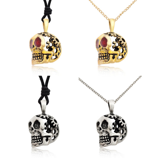 Skull Gothic Steam Punk Silver Pewter Gold Brass Charm Necklace Pendant Jewelry