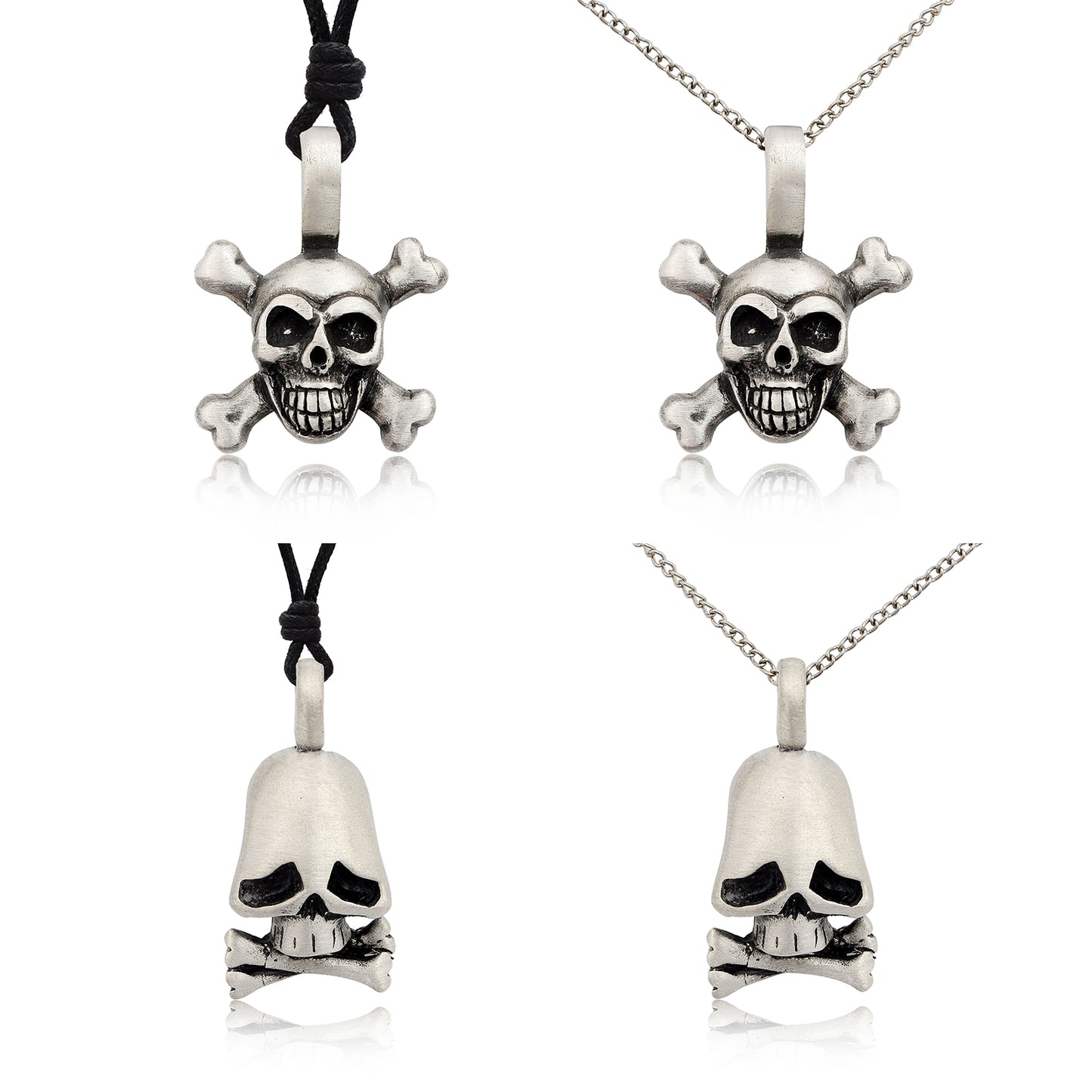 Skull Skeleton Silver Pewter Charm Necklace Pendant Jewelry