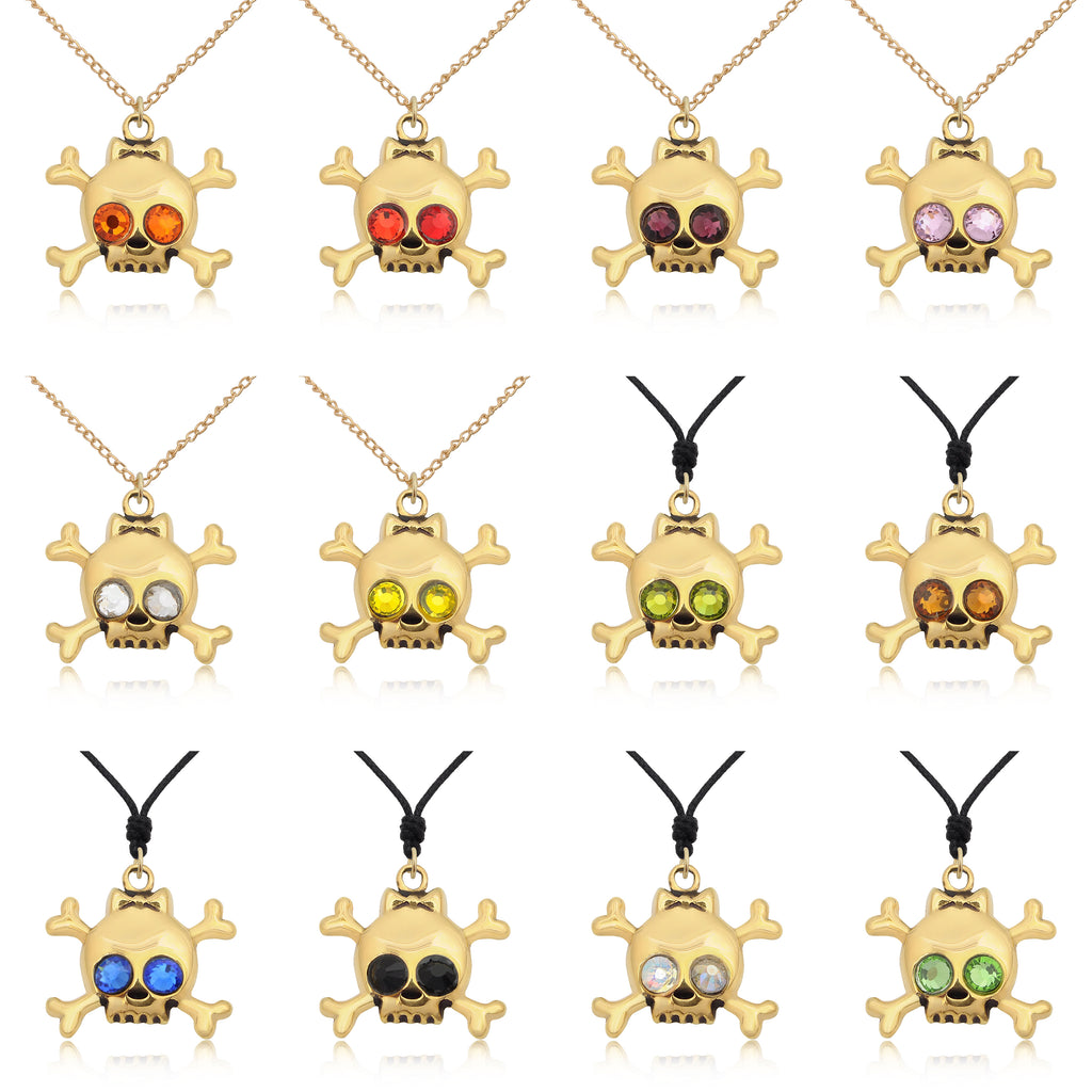 Skull & Crossbones Handmade Gold Brass Charm Necklace Pendant Jewelry